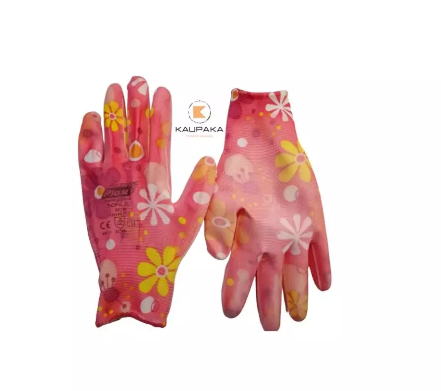 Darba cimdi no poliestera, plauksta pārklāta ar poliuretānu (ziedu) 8-M