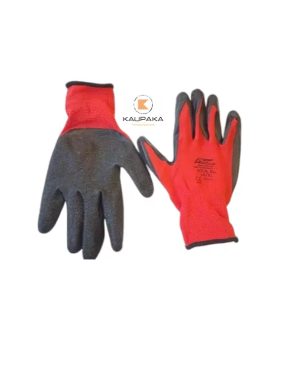 Darba cimdi (neilonsarkani ar pārklātu melnu lateksu) 10-XL