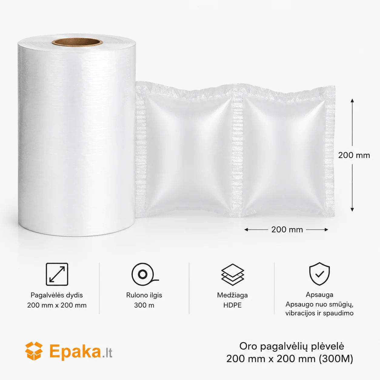 Gaisa spilvenu plēve 200mm x 200 mm (300M)