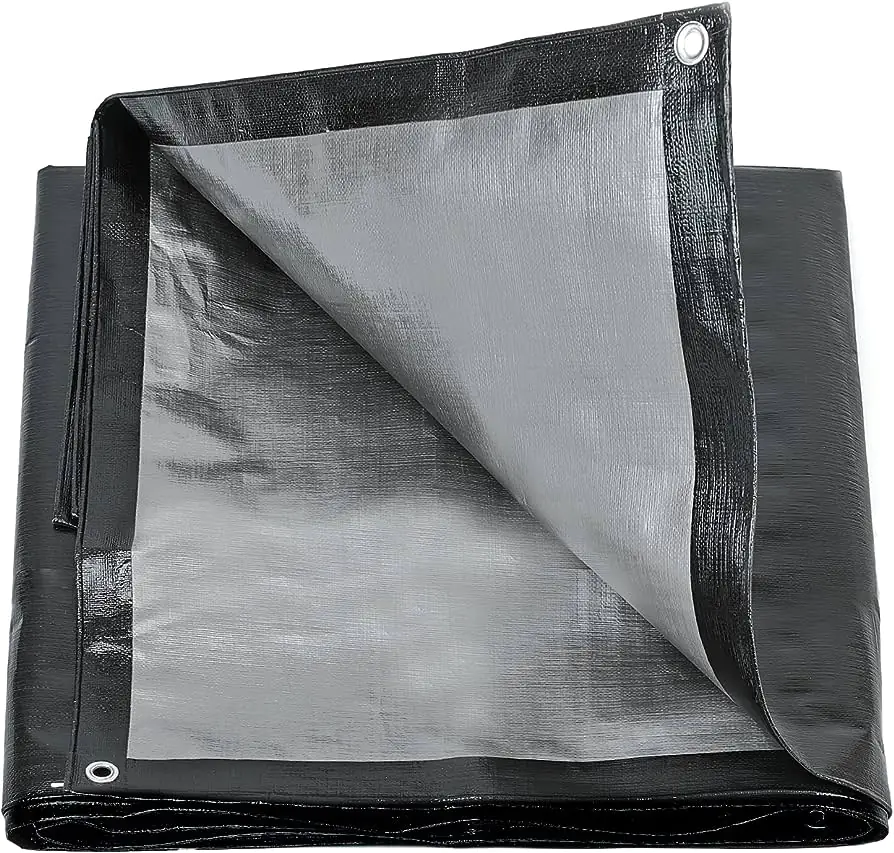 Telts Tarpaulin (sudraba/ melna) 5mx8m. (260 g./m2)